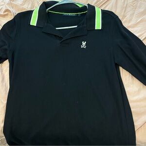 Psycho Bunny Black and Green Polo Shirt with Sporty Accents